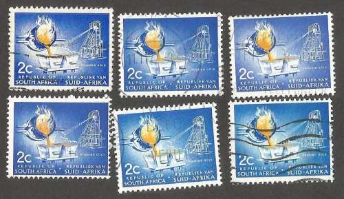 Republic of South Africa Grouping of 1st Definitive 2c Pouring Gold.