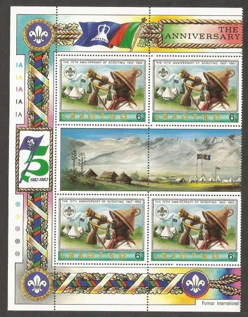 Lesotho SG474 1982 Boy Scouts Gutter pairs