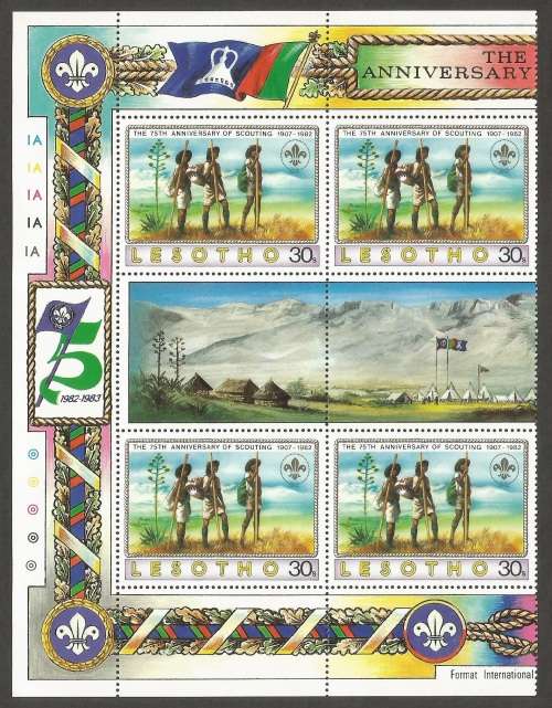 Lesotho SG475 1982 Boy Scouts Gutter pairs