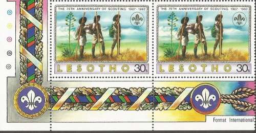 Lesotho SG475 1982 Boy Scouts Gutter pairs