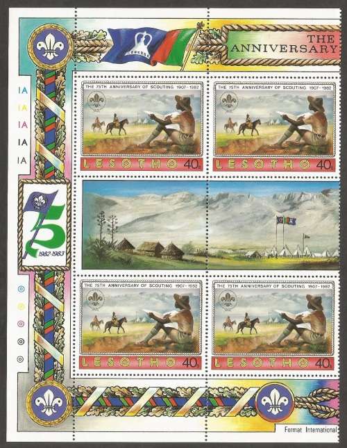 Lesotho SG476 1982 Boy Scouts Gutter pairs