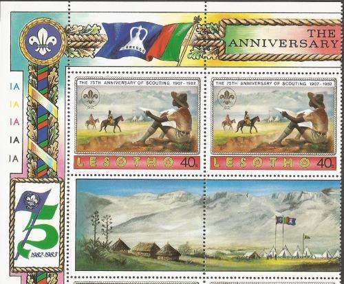 Lesotho SG476 1982 Boy Scouts Gutter pairs
