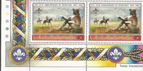Lesotho SG476 1982 Boy Scouts Gutter pairs
