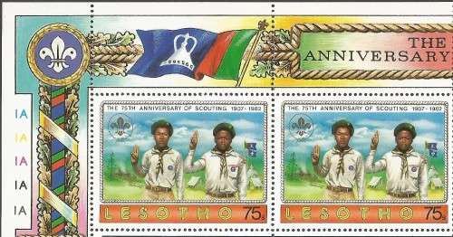 Lesotho SG478 1982 Boy Scouts Gutter pairs