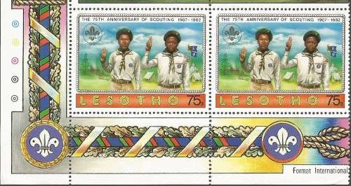 Lesotho SG478 1982 Boy Scouts Gutter pairs