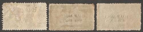 Indian Feudatory States: Travancore. ½a Overprint Varieties. Inverted H, Raised V