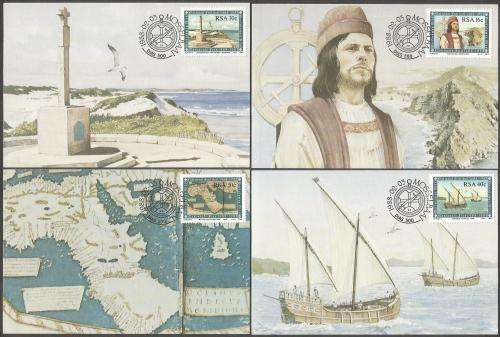 RSA- Postcard- Post card- 500th Anniversary of Dias Discovery -1988-Thematic-Sail Boats-Monument-Map