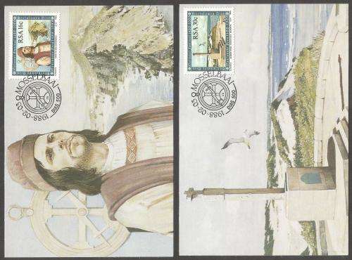 RSA- Postcard- Post card- 500th Anniversary of Dias Discovery -1988-Thematic-Sail Boats-Monument-Map