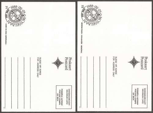 RSA- Postcard- Post card- 500th Anniversary of Dias Discovery -1988-Thematic-Sail Boats-Monument-Map