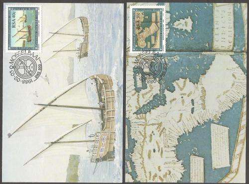 RSA- Postcard- Post card- 500th Anniversary of Dias Discovery -1988-Thematic-Sail Boats-Monument-Map
