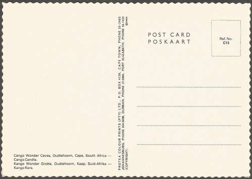 Post Card - Protea Colour Prints - REF C13- Cango Wonder Caves- Unused