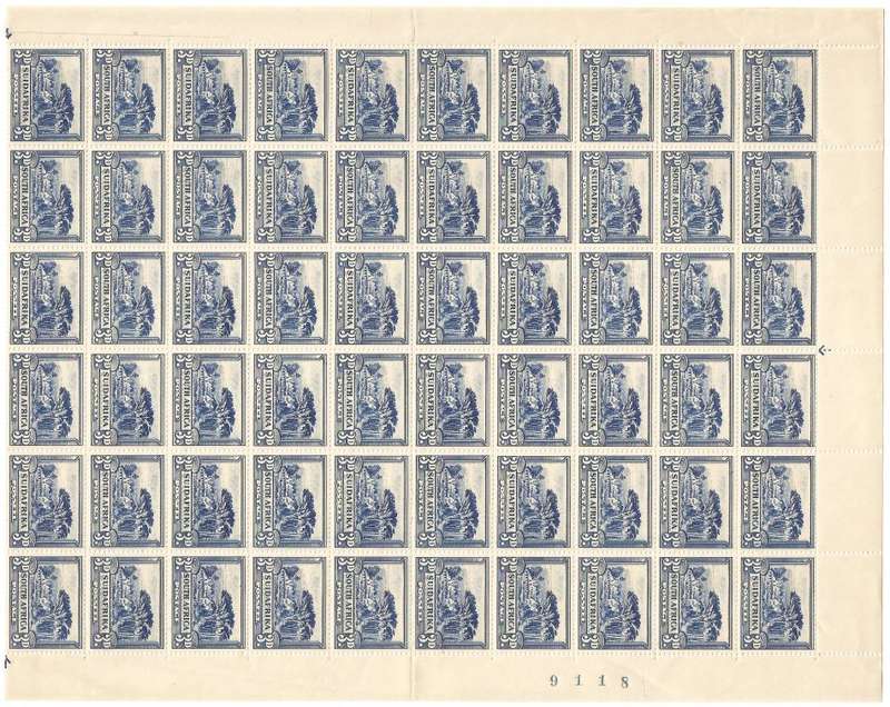 Union of South Africa SACC46 3d Half sheet Sheet number and Arrow