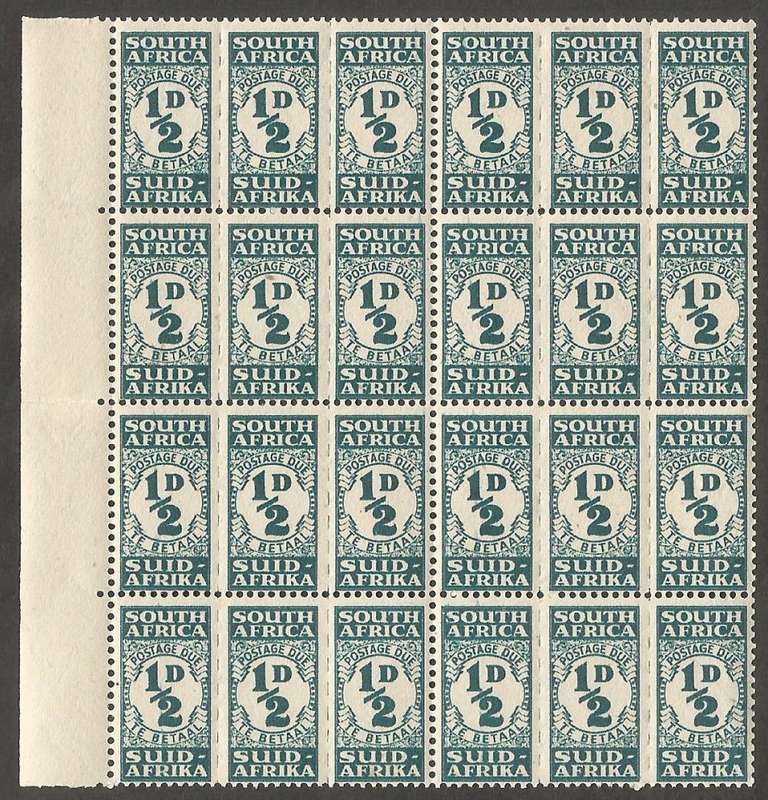 Union of South Africa SACC29 Marginal block of 8. Roller flaw noted