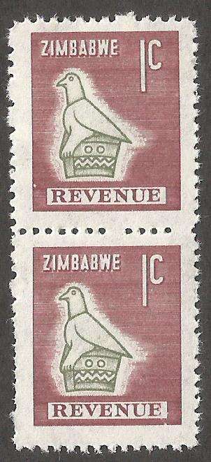 Zimbabwe Incomplete Perforation Revenue Stamps. 1c Value.