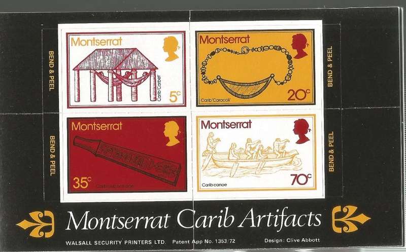 Montserrat Caribbean Artifacts. Souvenir Booklet of self adhesive Stamps
