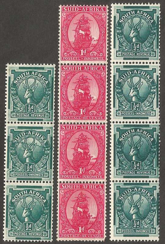 Union of SA SACC104 MonoCoils Varities. Darker stamp, Fine. Rope variety, coarse