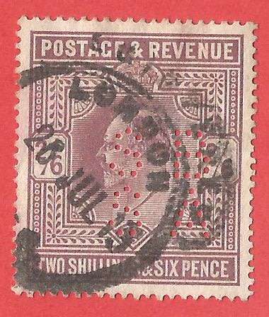 England King Edward VII SG315? - Used- Cancel- Postmark- Post Mark-Thematic. SBSA PERFIN