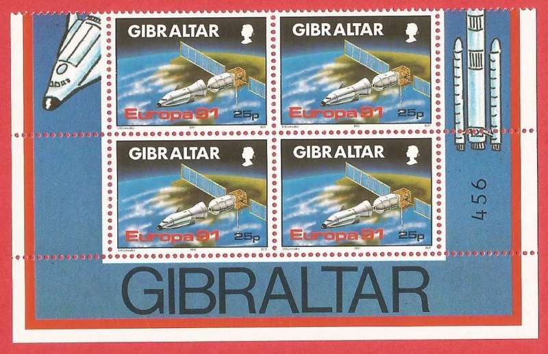 Gibraltar 1991 EUROPA Stamps - European Aerospace Blocks of 4 - MNH- Thematic