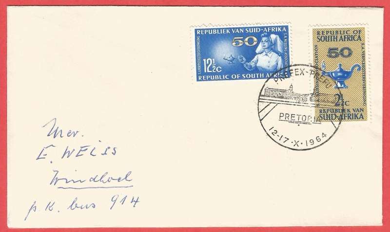 RSA- FDC- 50th Anniv.  S.A Nursing Association- Private Cover-1964- Used- Cancel- Pretoria