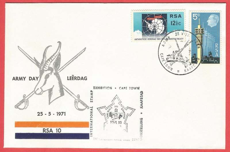 RSA- FDC- ARMY Day 1971 Private Cover Intl. Stamp Exhibit. Cape Town