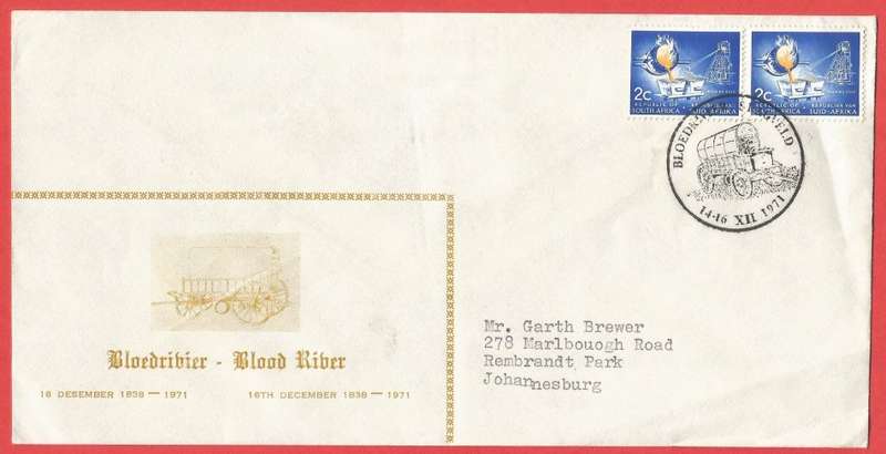 RSA- FDC- Blood River Cover- 1971- Used- Cancel- Bloedrivier Slagveld