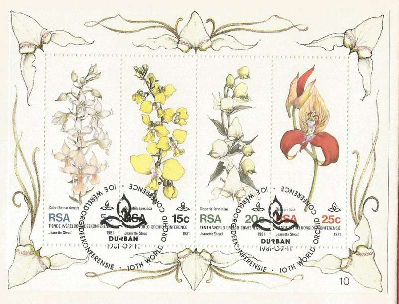 RSA- FDC(Large) - S8 M/S - Tenth World Orchid Conference-1981- Used-Postmark-Cancel- Durban