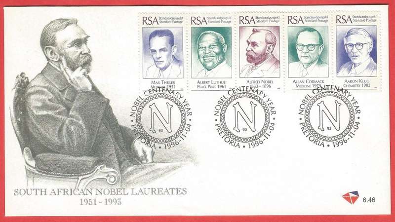 RSA- FDC- South African Nobel Laureates - SACC 6.46-1996- Cancel- Pretoria