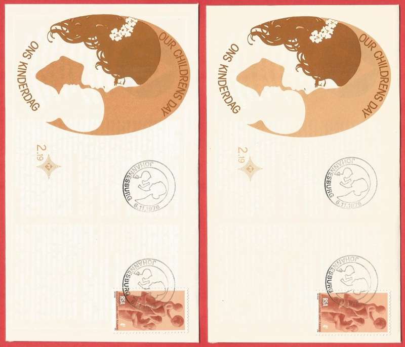 RSA- FDC- Childrens Day - SACC2.19 -1976- Cancel- Johannesburg- Variety- Different FDC Shades