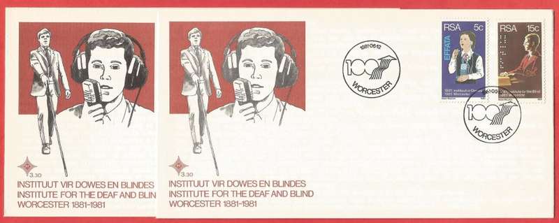 RSA- FDC3.30- Deaf and Blind Institute -1981- Cancel- Worcester- Variety- Different FDC Shades