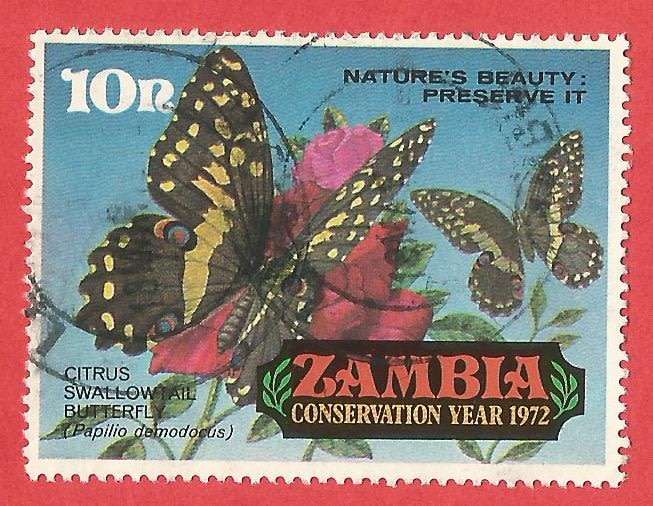 Zambia 1972 Nature Conservation Year - Insects - Used- Cancel- Thematic - Postmark
