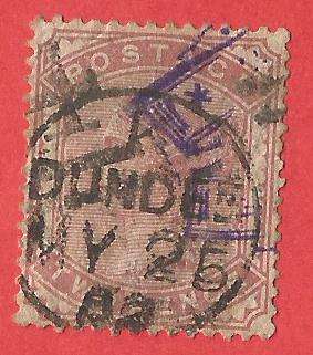 England 1880 Queen Victoria SG168- Used- Cancel- Postmark- Post Mark