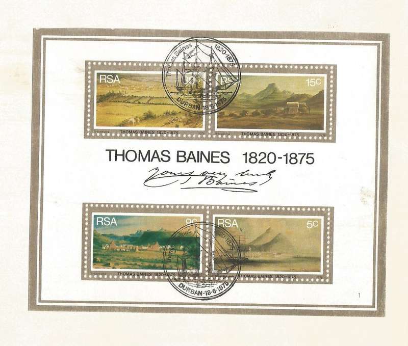 RSA- 1975- Thomas Baines- FDC/ Commemorative/ Private-M/S- Cancel- Durban