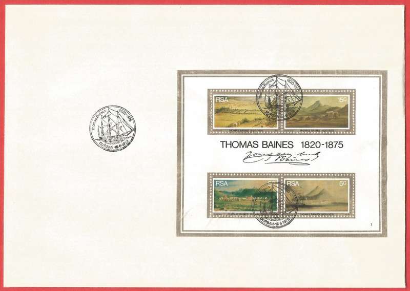 RSA- 1975- Thomas Baines- FDC/ Commemorative/ Private-M/S- Cancel- Durban