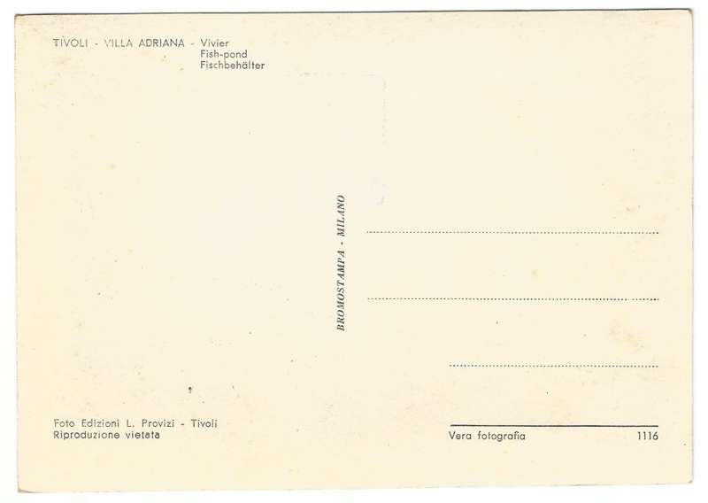 Post Card - Unused- Tivoli - Villa ADRIANA- Fish-Pond- 1116