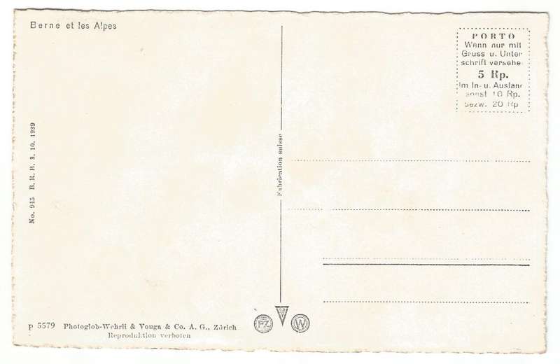 Post Card - Unused- Berne et les Alpes- p 5579