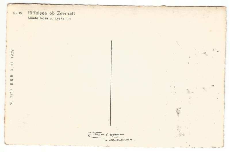 Post Card - 6709 Riffelsee ob Zermatt- Monte Rosa u. Lyskamm- No 1217 B R B- Unused