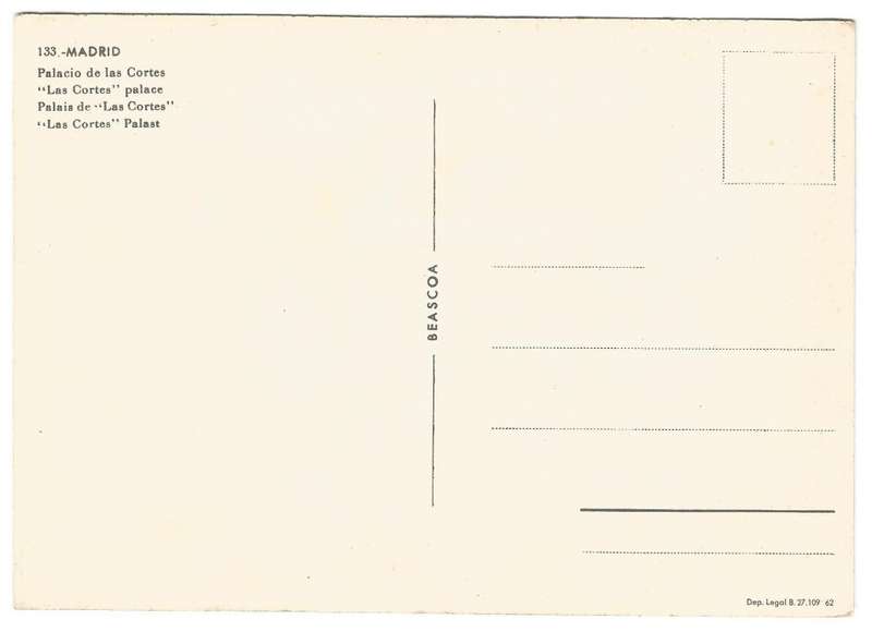 Post Card - `Las Cortes` palace- MADRID- 133- Unused
