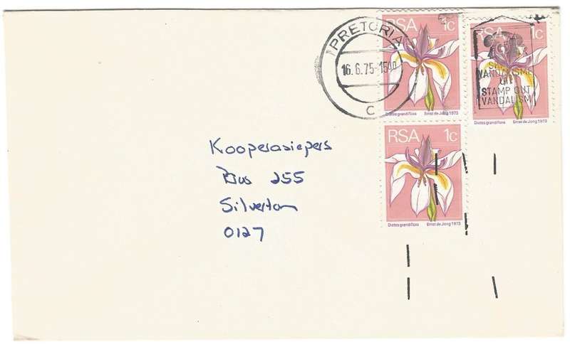 RSA- 1975- Domestic Mail- Cover- FDC- Used- Cancel- Postmark- Pretoria