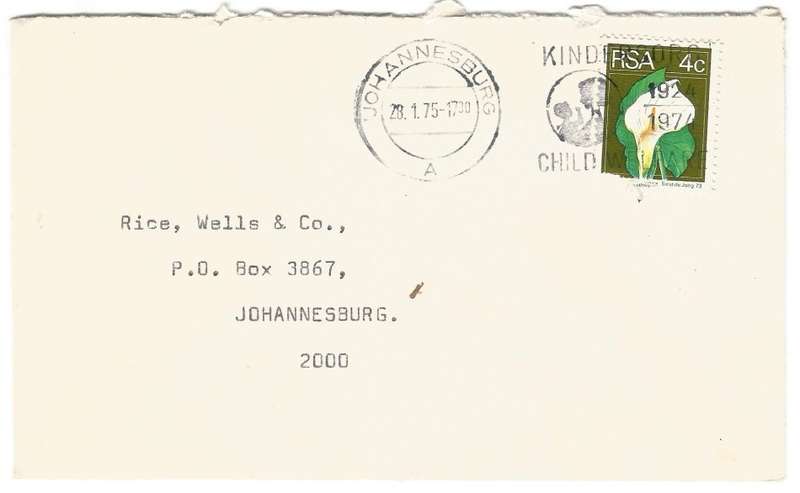 RSA- 1975- Domestic Mail- Cover- FDC- Used- Postmark- Johannesburg