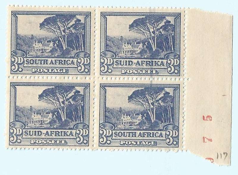 Union of  South Africa- MNH- SACC59 3d Groote Schuur Doctor bade flaws, Marginal piece