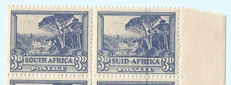 Union of  South Africa- MNH- SACC59 3d Groote Schuur Doctor bade flaws, Marginal piece