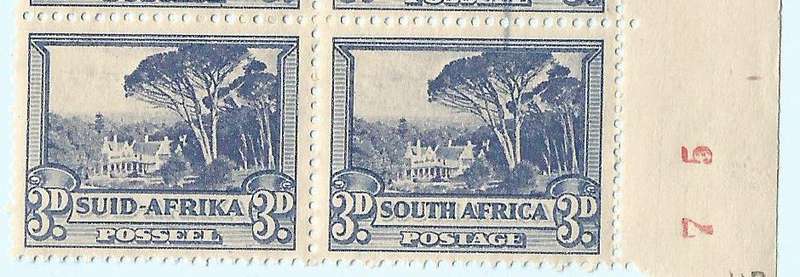 Union of  South Africa- MNH- SACC59 3d Groote Schuur Doctor bade flaws, Marginal piece