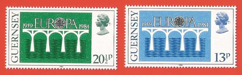 Guernsey- MNH- Set- 984 EUROPA Stamps - Bridges - The 25th Anniversary of CEPT - Thematic- Bridges