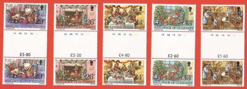 Bailiwick of Guernsey- MNH- Gutter Set- 1982- Christmas- Thematic- Christmas