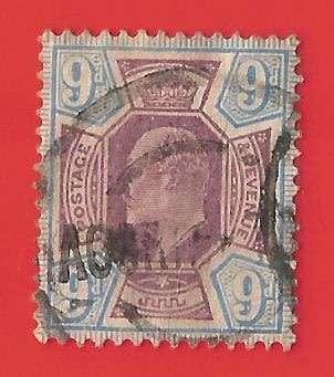 England1902-1913 KEVII 9d - Used- Cancel- Postmark- Thematic- Famous People