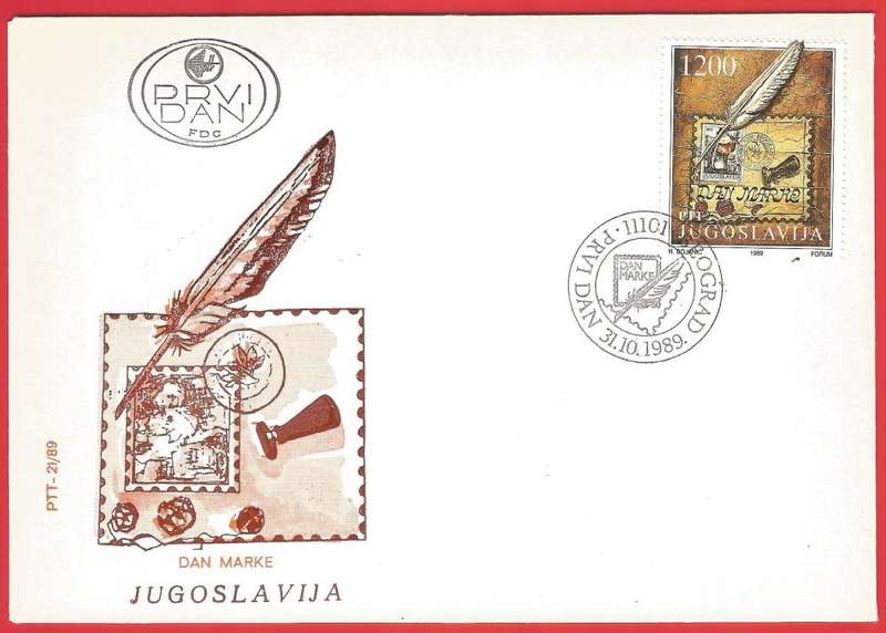 Yugoslavia-1989-PTT-21/89-FDC-Cover-Cancel-Postmark-Thematic-Symbols