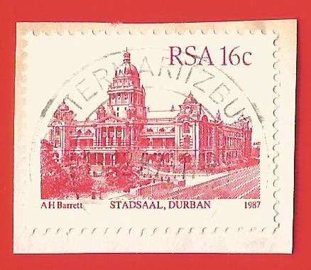 Republic of South Africa- Used- Cancel- Postmark- On Paper-Thematic-Building