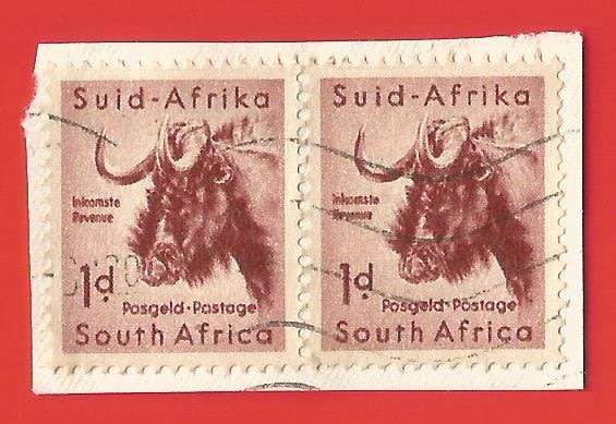 Union of South Africa- Used- Cancel- Postmark- On Paper-Thematic-Fauna