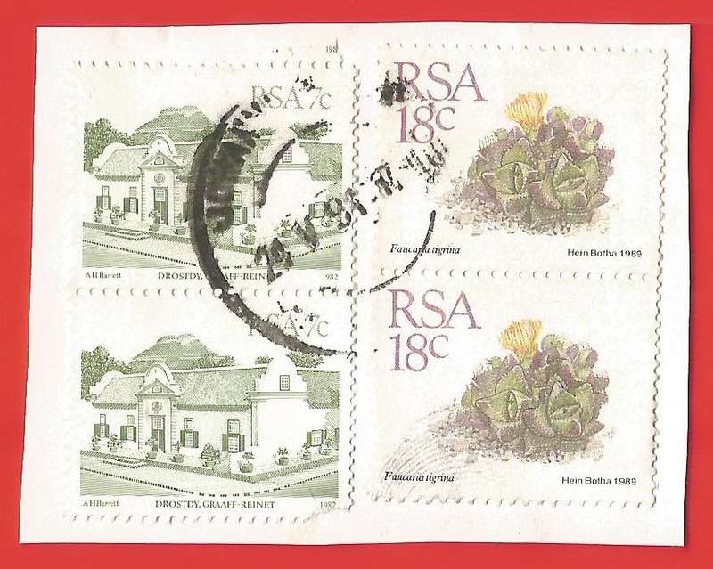 Republic of South Africa- Used- Cancel- Postmark- On Paper-Thematic-Floral