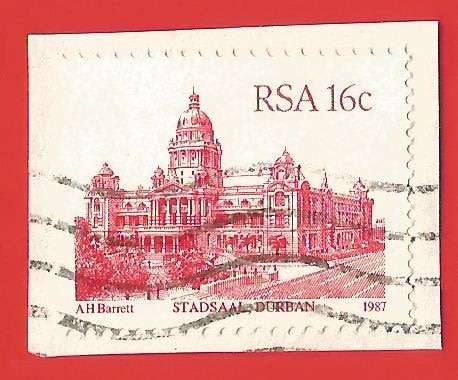Republic of South Africa- Used- Cancel- Postmark- On Paper-Thematic-Building